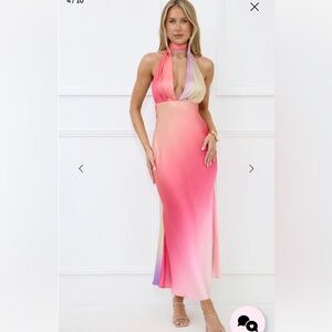 Ombré sunset vibes Backless Maxi Dress